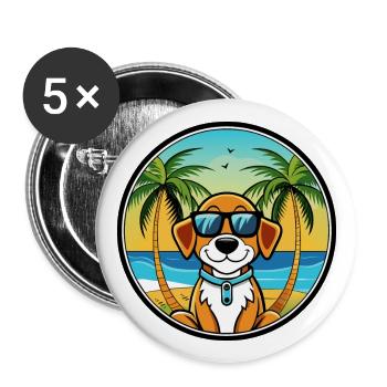 French Brittany Dog Breed Cartoon Sunglasses Beach - Buttons large 2.2''/56 mm (5-pack) - white - Front