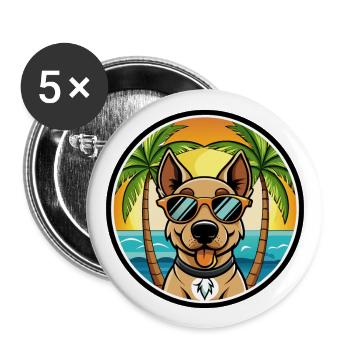 Deutscher Jagdterrier Hunderasse Cartoon Beach - Buttons groß 56 mm (5er Pack) - Weiß - Vorne