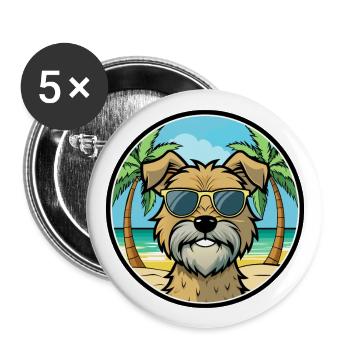 Glen Of Imaal Terrier Chien Race Dessin Animé Lunettes De Soleil - Lot de 5 grands badges (56 mm) - blanc - Devant