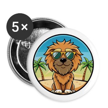 Griffon Fauve De Bretagne Dog Breed Cartoon Beach - Buttons large 2.2''/56 mm (5-pack) - white - Front