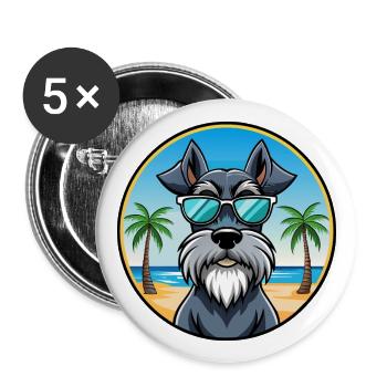 Giant Schnauzer Dog Breed Cartoon Sunglasses Beach - Buttons large 2.2''/56 mm (5-pack) - white - Front