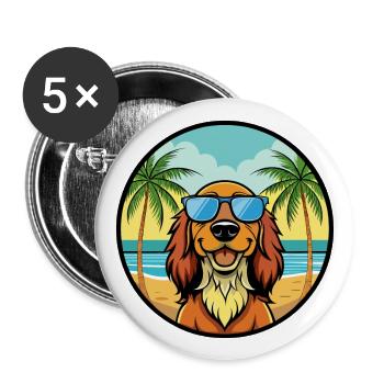 Gordon Setter Chien Race Dessin Animé Lunettes de Soleil Plage - Lot de 5 grands badges (56 mm) - blanc - Devant