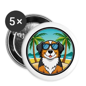 Grand Bouvier Suisse Race Cartoon Beach - Lot de 5 grands badges (56 mm) - blanc - Devant