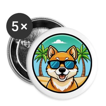 Jindo Dog Breed Cartoon Sunglasses Beach - Buttons large 2.2''/56 mm (5-pack) - white - Front