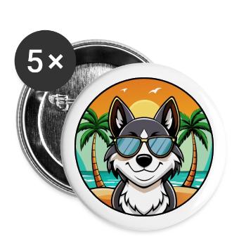 Karelian Bear Dog Breed Cartoon Sunglasses Beach - Buttons large 2.2''/56 mm (5-pack) - white - Front