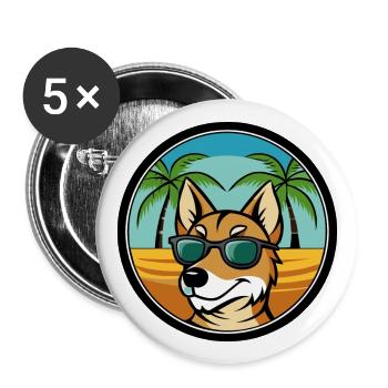 Hygenhund Chien Race Dessin Animé Lunettes De Soleil Plage - Lot de 5 grands badges (56 mm) - blanc - Devant