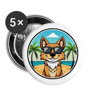 Karakachan Chien Race Dessin Animé Lunettes De Soleil Plage - Lot de 5 grands badges (56 mm) - blanc - Devant
