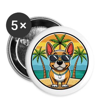 Grand Anglo Français Hunderasse Cartoon Sonnenbrille - Buttons groß 56 mm (5er Pack) - Weiß - Vorne