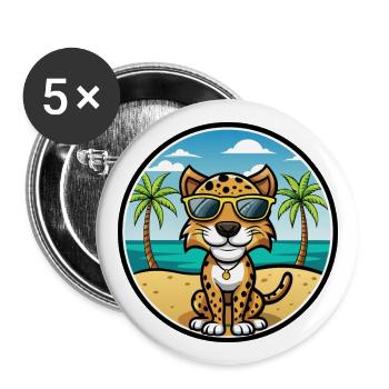 Léopard Chien Race Chien Dessin Animé Lunettes De Soleil Plage - Lot de 5 grands badges (56 mm) - blanc - Devant