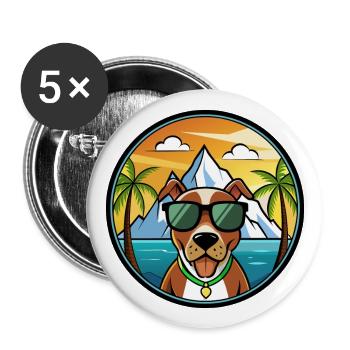 Mountain Cur Dog Breed Cartoon Sunglasses Beach - Buttons large 2.2''/56 mm (5-pack) - white - Front
