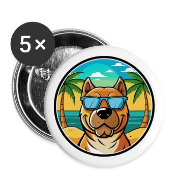 Perro De Presa Canario Hunderasse Cartoon Strand - Buttons groß 56 mm (5er Pack) - Weiß - Vorne
