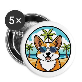 Pembroke Welsh Corgi Dog Breed Cartoon Sunglasses - Buttons large 2.2''/56 mm (5-pack) - white - Front