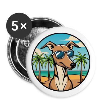 Rampur Greyhound Chien Race Dessin Animé Lunettes De Soleil Plage - Lot de 5 grands badges (56 mm) - blanc - Devant