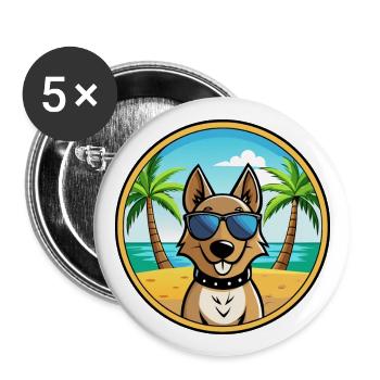 Swiss Laufhund Chien Race Dessin Animé Lunettes de Soleil Plage - Lot de 5 grands badges (56 mm) - blanc - Devant