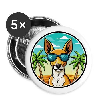 Podenco Canario Dog Breed Cartoon Sunglasses Beach - Buttons large 2.2''/56 mm (5-pack) - white - Front