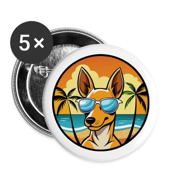 Podenco Ibicenco Chien Race Dessin Animé Lunettes De Soleil Plage - Lot de 5 grands badges (56 mm) - blanc - Devant