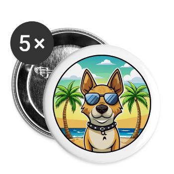 Bétail portugais Chien Race Dessin Animé Lunettes De Soleil Plage - Lot de 5 grands badges (56 mm) - blanc - Devant