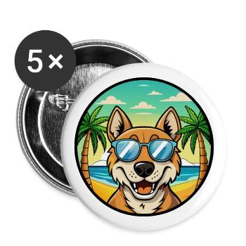 Russischer Jagdhund Rasse Cartoon Sonnenbrille Strand - Buttons groß 56 mm (5er Pack) - Weiß - Vorne