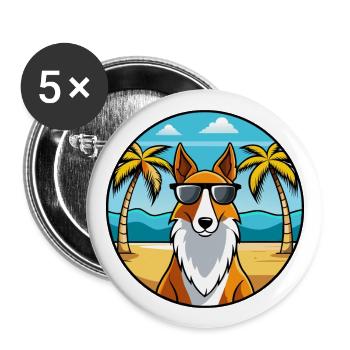Smooth Collie Chien Race Dessin Animé Lunettes de Soleil Plage - Lot de 5 grands badges (56 mm) - blanc - Devant