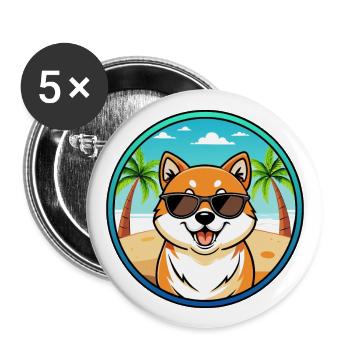 Shih Poo Hunderasse Cartoon Sonnenbrille Strand - Buttons groß 56 mm (5er Pack) - Weiß - Vorne