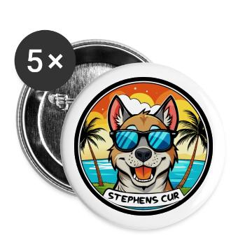 Stephens Cur Dog Breed Cartoon Sunglasses Beach - Buttons large 2.2''/56 mm (5-pack) - white - Front
