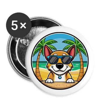 Serbischer dreifarbiger Laufhund Rasse Cartoon Strand - Buttons groß 56 mm (5er Pack) - Weiß - Vorne