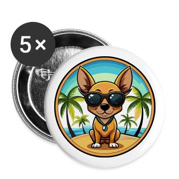 Lunettes de soleil de dessin animé Russian Toy Terrier Dog Breed - Lot de 5 grands badges (56 mm) - blanc - Devant