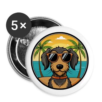 Drahthaardackel Hunderasse Cartoon Sonnenbrille - Buttons groß 56 mm (5er Pack) - Weiß - Vorne