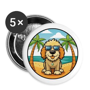 Spanish Water Dog Breed Cartoon Sunglasses Beach - Buttons large 2.2''/56 mm (5-pack) - white - Front
