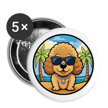 Toy Poodle Dog Breed Cartoon Sunglasses Beach - Buttons large 2.2''/56 mm (5-pack) - white - Front
