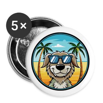 Stabyhoun Chien Race Dessin Animé Lunettes de Soleil Plage - Lot de 5 grands badges (56 mm) - blanc - Devant