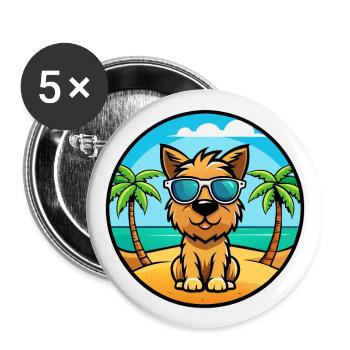 Tenterfield Terrier Hunderasse Cartoon Sonnenbrille - Buttons groß 56 mm (5er Pack) - Weiß - Vorne