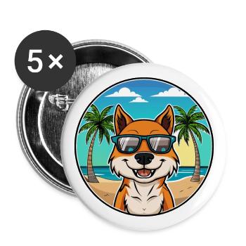 Taigan Kyrgyz Taighany Dog Breed Cartoon Beach - Buttons large 2.2''/56 mm (5-pack) - white - Front