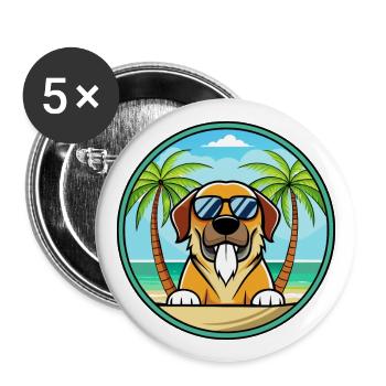 Spanish Mastiff Dog Breed Cartoon Sunglasses Beach - Buttons large 2.2''/56 mm (5-pack) - white - Front
