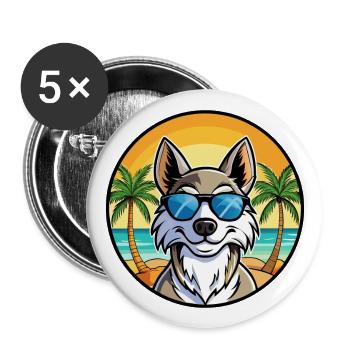 Tamaskan Dog Breed Cartoon Sunglasses Beach - Buttons large 2.2''/56 mm (5-pack) - white - Front