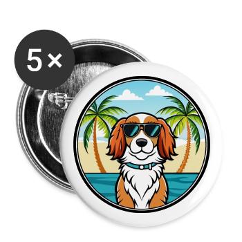 Welsh Springer Spaniel Chien Race Cartoon Beach - Lot de 5 grands badges (56 mm) - blanc - Devant