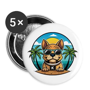 Kai Ken Hunderasse Cartoon Sonnenbrille Strand - Buttons groß 56 mm (5er Pack) - Weiß - Vorne