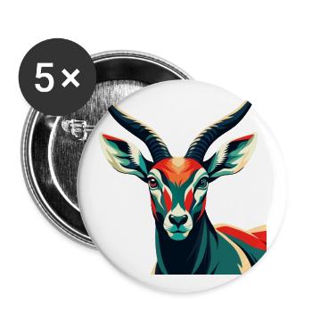 Antilope Zeichentrickfigur Buntes Haustier Tier - Buttons groß 56 mm (5er Pack) - Weiß - Vorne