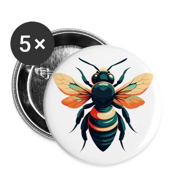 Biene Cartoon Figur Buntes Haustier Tier - Buttons groß 56 mm (5er Pack) - Weiß - Vorne