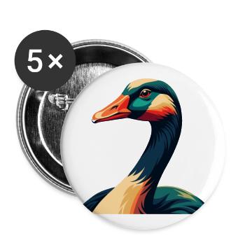 Gans Cartoon Figur Buntes Haustier Tier - Buttons groß 56 mm (5er Pack) - Weiß - Vorne
