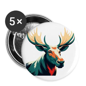 Elch Cartoon Figur Buntes Haustier Tier - Buttons groß 56 mm (5er Pack) - Weiß - Vorne