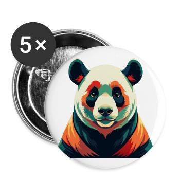 Panda Cartoon Figur Buntes Haustier Tier - Buttons groß 56 mm (5er Pack) - Weiß - Vorne