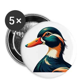 Canard Dessin Animé Personnage Animal De Compagnie Coloré - Lot de 5 grands badges (56 mm) - blanc - Devant