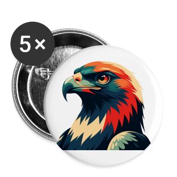 Falke Cartoon Figur Buntes Haustier Tier - Buttons groß 56 mm (5er Pack) - Weiß - Vorne