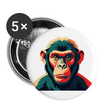 Monkey Cartoon Character Colorful Pet Animal - Buttons large 2.2''/56 mm (5-pack) - white - Front