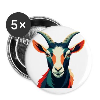 Chèvre Dessin Animé Personnage Animal Coloré Animal De Compagnie - Lot de 5 grands badges (56 mm) - blanc - Devant