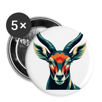 Antilope Zeichentrickfigur Buntes Haustier Tier - Buttons groß 56 mm (5er Pack) - Weiß - Vorne