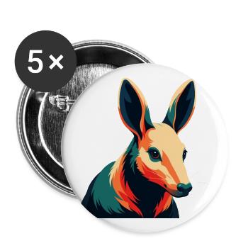 Erdferkel Zeichentrickfigur Buntes Haustier Tier - Buttons groß 56 mm (5er Pack) - Weiß - Vorne