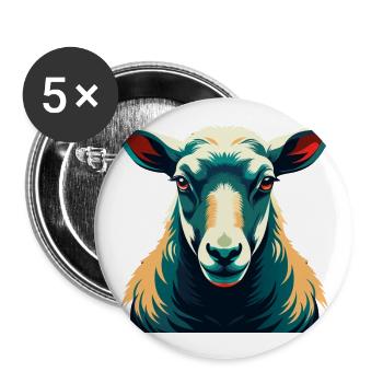 Schaf Cartoon Figur Buntes Haustier Tier - Buttons groß 56 mm (5er Pack) - Weiß - Vorne