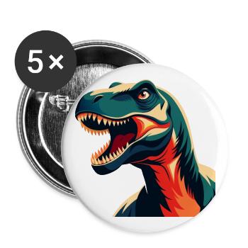 Dinosaurier Cartoon Figur Buntes Haustier Tier - Buttons groß 56 mm (5er Pack) - Weiß - Vorne